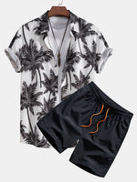 Velvion – Conjunto de camisa con estampado de palma y bañador