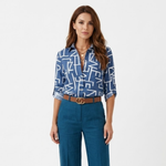 Morgana – Women's Long-Sleeve Blouse with Graphic Pattern and Turn-Down Collar