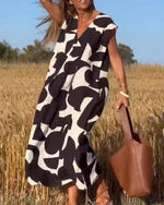 Orphira - V-Ausschnitt Kleid Mit Print