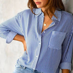 Elouise – Camicetta da donna a righe a maniche lunghe casual
