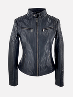 Estelle – Giacca in pelle da donna nera in nappa di agnello