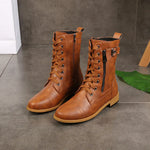 Bianca - Damen Chunky Stiefel Mit Kreuzriemen Reißverschluss