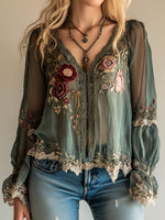 Elarith - Bluză boho brodată