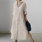 Ellie - Damen Oversize Hemdblusenkleid Casual