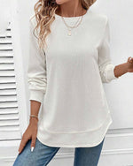 Lucia - Camiseta de manga larga para mujer con cuello redondo