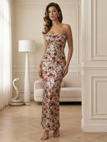Floravienne – Γυναικείο Μακρύ Βραδινό Φόρεμα Με Παγιέτες Και Λεπτές Τιράντες