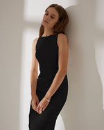 Elvane - Elegantes Midi Kleid Damen Mit Rippstruktur Und Perlen Trägern