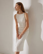 Sorvella - Elegantes Midi Kleid Damen Mit Rippstruktur Und Perlen Trägern