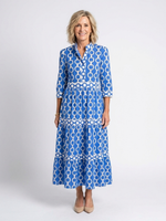 Joanna - Midi Dress with Chain Pattern and Three-Quarter Sleeves