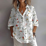 Amélie - Women's Floral Blouse with Button Placket