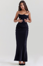 Élarise - Rochie maxi cu corset și umerii goi