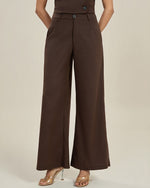 Teresa - Casual Straight Fit Damen Pantalon Mit Hoher Taille Und Weitem Bein