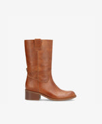 Amoira – Stivaletti da donna con tacco medio color cognac