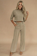 Lirien - Completo da donna con crop top e pantaloni