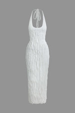 Rica - Elegantes Maxi Kleid Mit Rüschen Halter Und Offenem Rücken