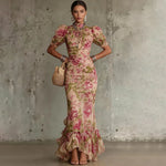 Floréa – Bodycon Maxi Kleid Floral Damen
