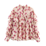 Sorevia - Damen Vintage Print Layer Bluse