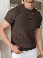 Aurelio - Schlankes Strick T Shirt Herren Sommer