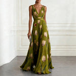 Tuliora – Chiffon Maxi Evening Dress V-Neck Sleeveless