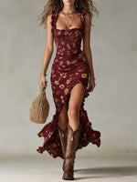 Floravique – Floral Schlitz Sommerkleid Damen