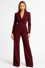 Marnie – Eleganter Damen Jumpsuit Mit Langen Ärmeln Und Wickeloptik