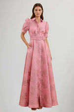 Evangeline - Rochie maxi damă cu mânecă scurtă și curea în talie