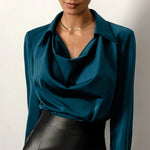 Saphielle – Elegant Women's Blouse With Hooded Collar Long Sleeve