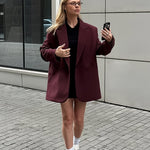 Rovella – Dame oversized blazer bordeaux klassisk
