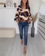 Orphira - Bedrucktes V Ausschnitt Casual Top