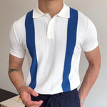 Fabian - Herren Gestreiftes Polo Shirt Weiß Blau