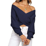 Nerina - Damen Gerippte Wickelbluse