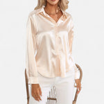 Kalista - Blusa de satén para mujer con manga larga